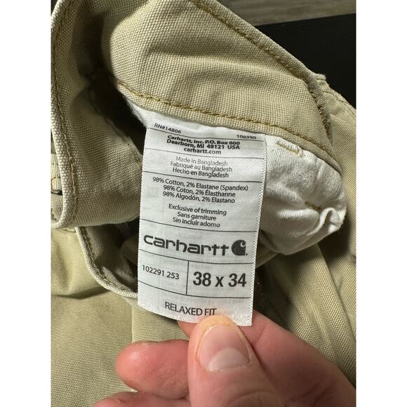 Carhartt Rugged Flex Loose Fit Canvas Work Pant Tan Size 38x34 - Picture 6 of 12